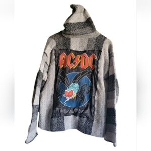 ACDC Patchwork Poncho Rework Knit Hoodie Adult Large